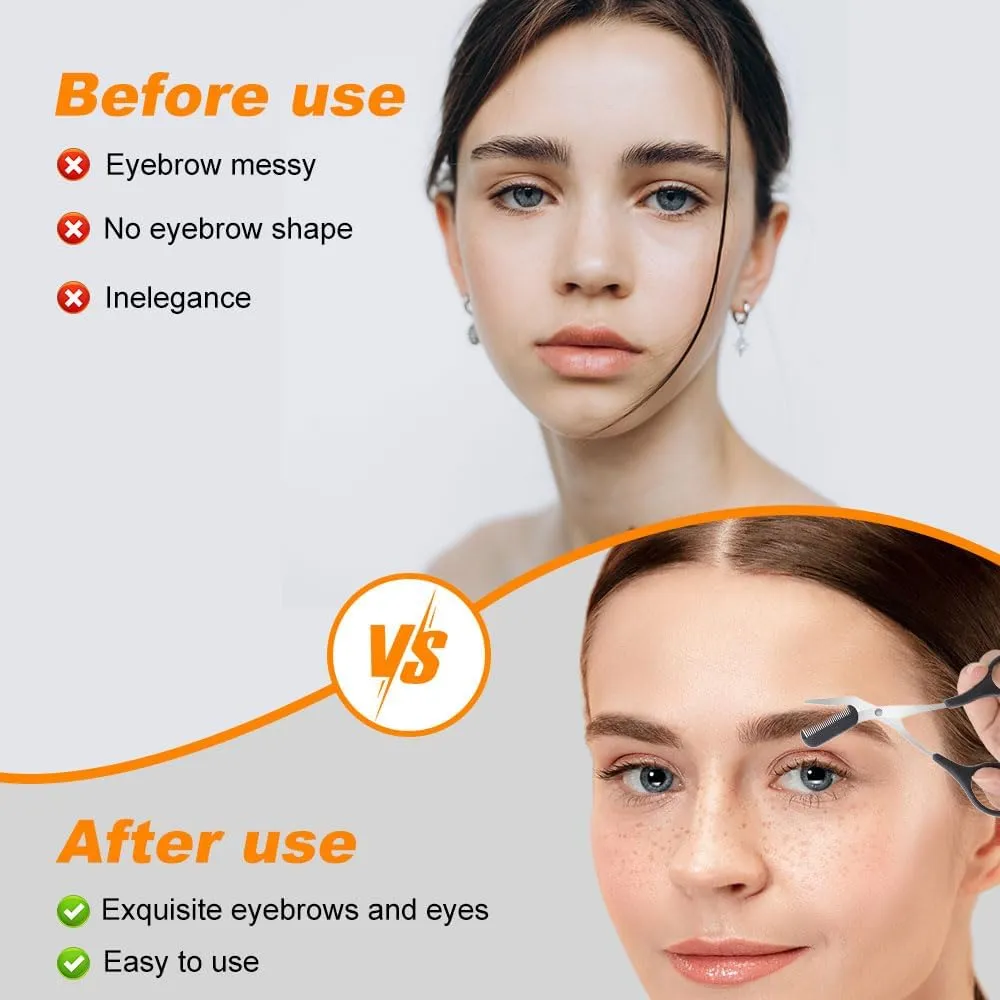 Eyebrow Trimmer Scissor, 2025 New Eyebrow Scissors with Comb Eyebrow Trimmer for Women Men, Eyebrow Trimming Scissors Hair Removal Tool Makeup Tool (Pink-2)