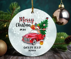 Family Christmas Ornaments 2024 Ornament City State Goldfield Iowa Gift Holidays Party Xmas Decoration Home Decor Funny Gift Together MDF Plastic 3"