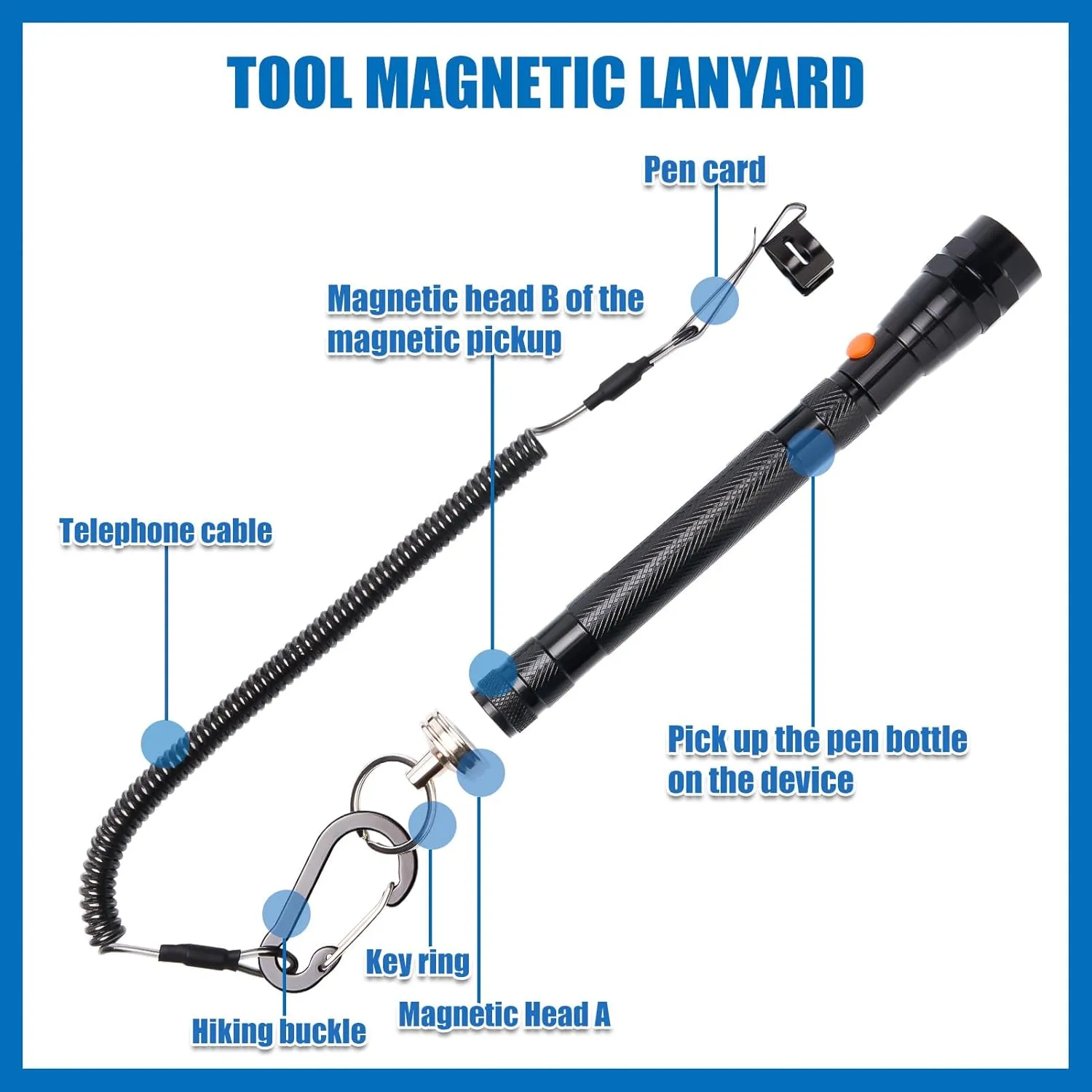 Fathers Day Dad Gifts for Dad, Magnetic Flashlight with Tool Magnetic Lanyard, Telescoping Magnet Pickup Tool, Cool Gadgets Gifts Idea, Birthday Gifts for Men, Handyman, Husband, Boyfriend, Him
