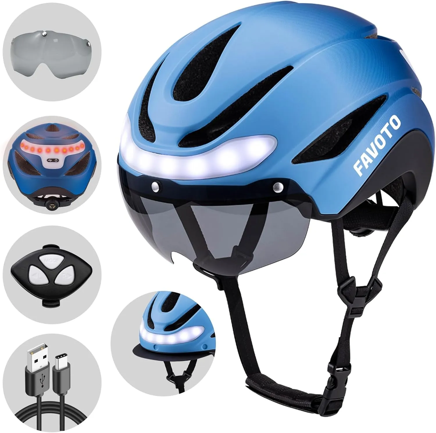 Favoto Bike Helmet with Turn Signals Lights - Smart Helmets for Adults Men Women - CPSC Certified Lightweight Bike Helmets - Road Bicycle E-Bikes MTB Commuter