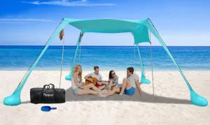 FBSPORT Beach Tent Beach Shade Canopy with UPF50 , Pop Up Beach Tent Sun Shelter for Outdoor Family Camping, Fishing, Picnic-10 x 10ft 4Poles