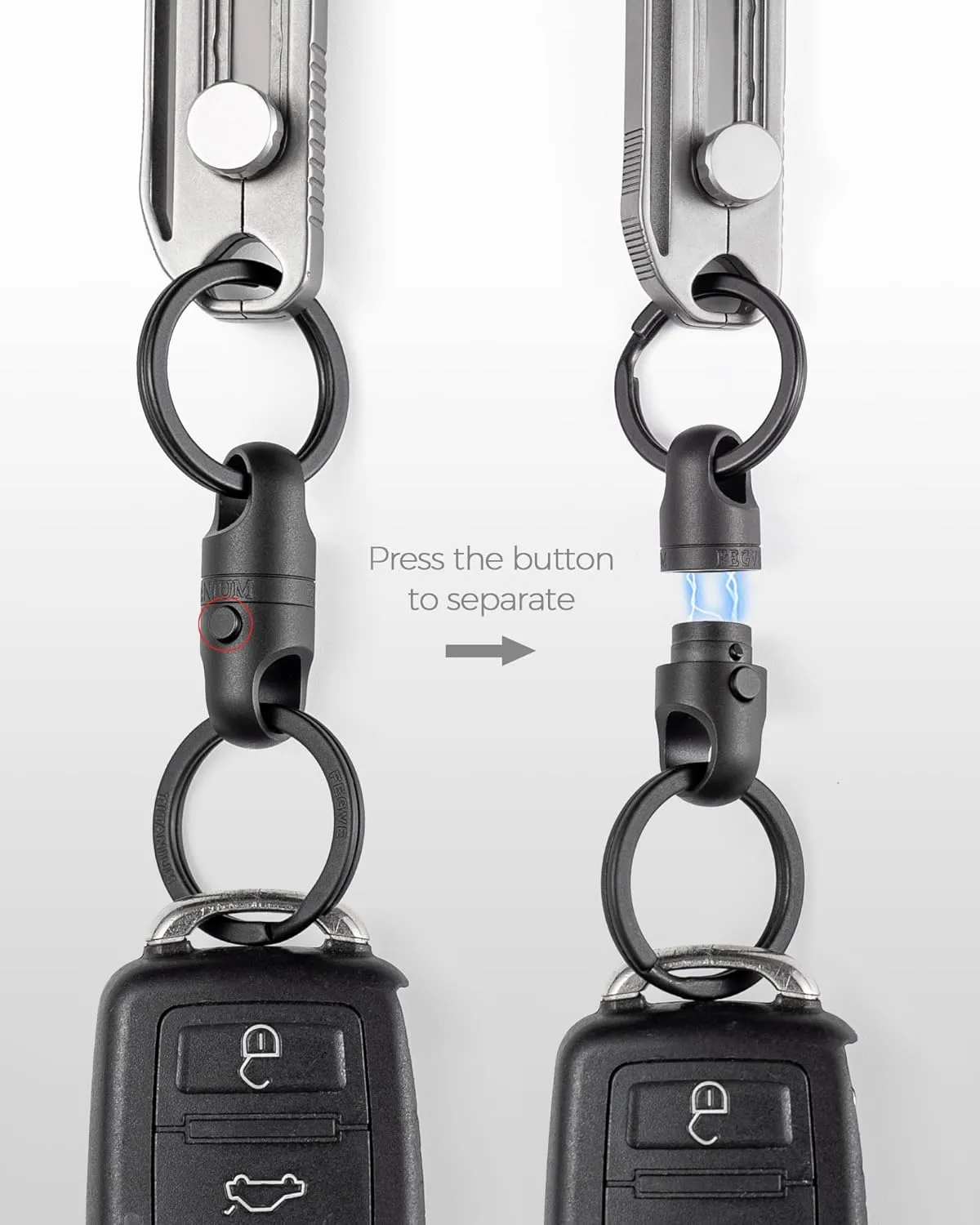 FEGVE Titanium Magnetic Key Holder, Quick Release Keychain, Detachable Magnetic Keychain, Safely Lock System, 360 ° Rotatable