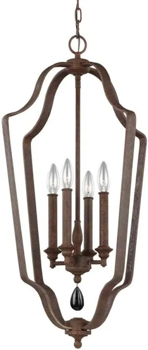 Feiss F3072/4WI Four Light Foyer Dewitt F3072/4 Chandelier, 4, Weathered Iron