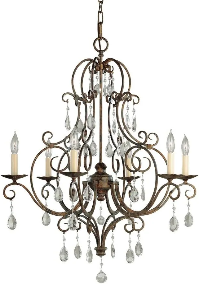 Feiss Lighting-Chateau-Chandelier 6 Light in Crystals Style-25 Inch Wide by 30 Inch High -Traditional Installation