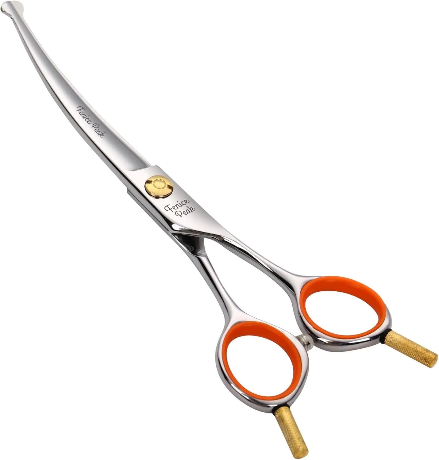 Fenice Peak 6'' Small Curved Scissors Lightweight Dog and Cat Grooming Scissors with Safety Round Tip JP440C Stainless Steel Sharp Blades for Body Facial Nose Ear and Paw Hair Easy Use