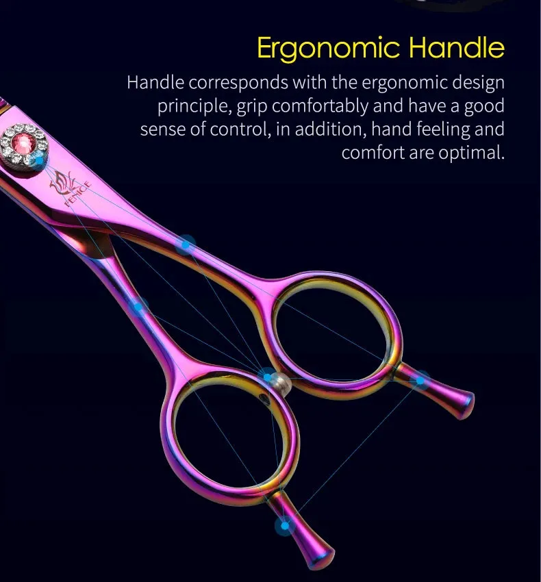 Fenice Professional JP440c 7 inch High quality Pet dog Grooming Scissors Curved thinning Shears Chunker Thinner Scissors