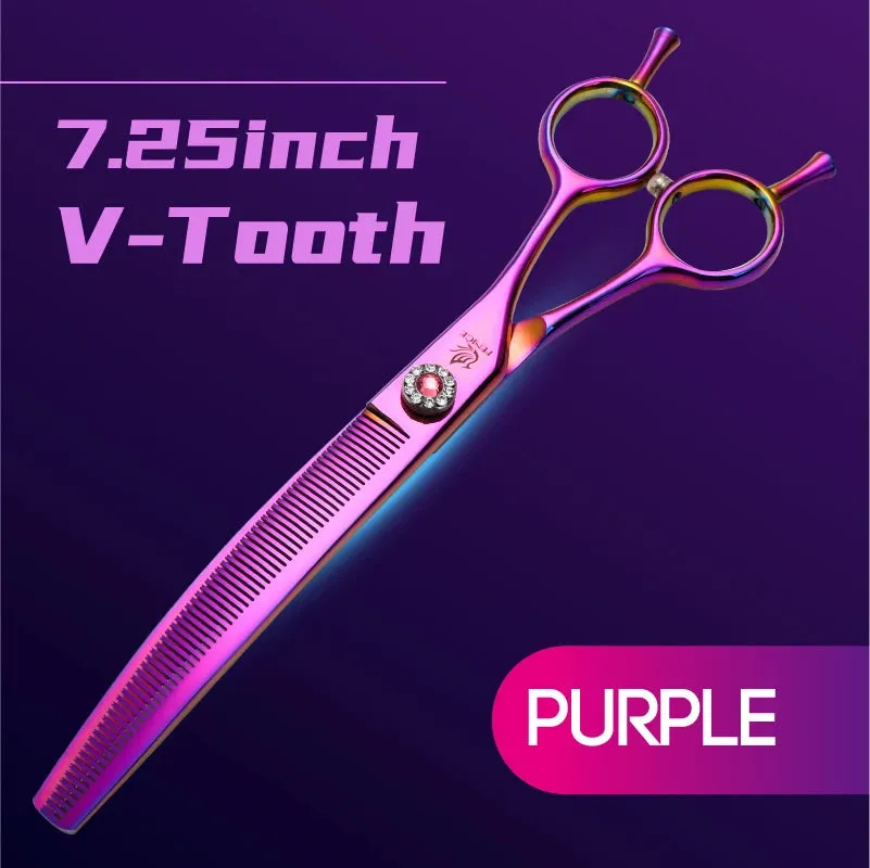 Fenice Professional JP440c 7 inch High quality Pet dog Grooming Scissors Curved thinning Shears Chunker Thinner Scissors