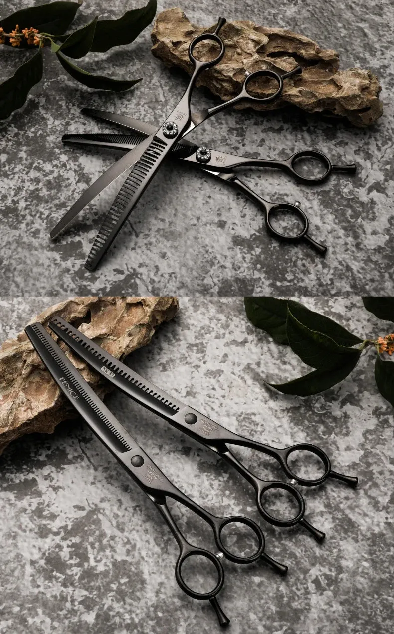 Fenice Professional JP440c 7 inch High quality Pet dog Grooming Scissors Curved thinning Shears Chunker Thinner Scissors