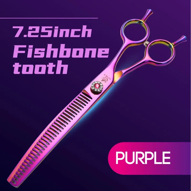 Fenice Professional JP440c 7 inch High quality Pet dog Grooming Scissors Curved thinning Shears Chunker Thinner Scissors