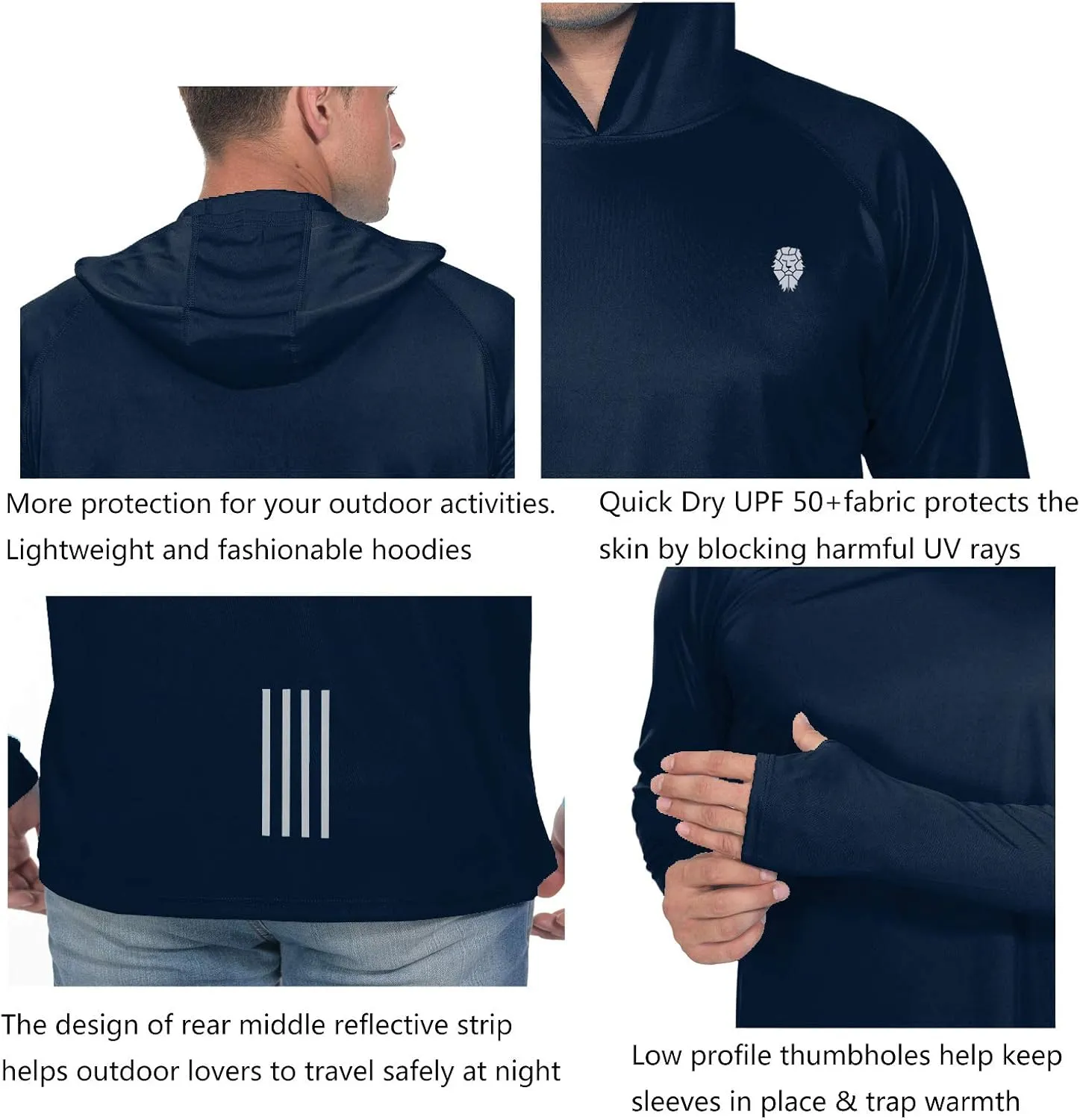 Fishing Shirts for Men Long Sleeve - Sun Protection SPF 50  UV Tshirt Hoodies