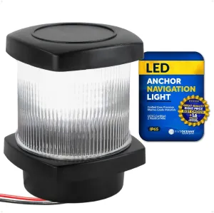 Five Oceans LED Anchor Light, Boat Navigation Lights, High Performance Polycarbonate Housing, 12V DC, Meets USCG 2 NM Rule, Vertical Mount for Sailboats - FO4683