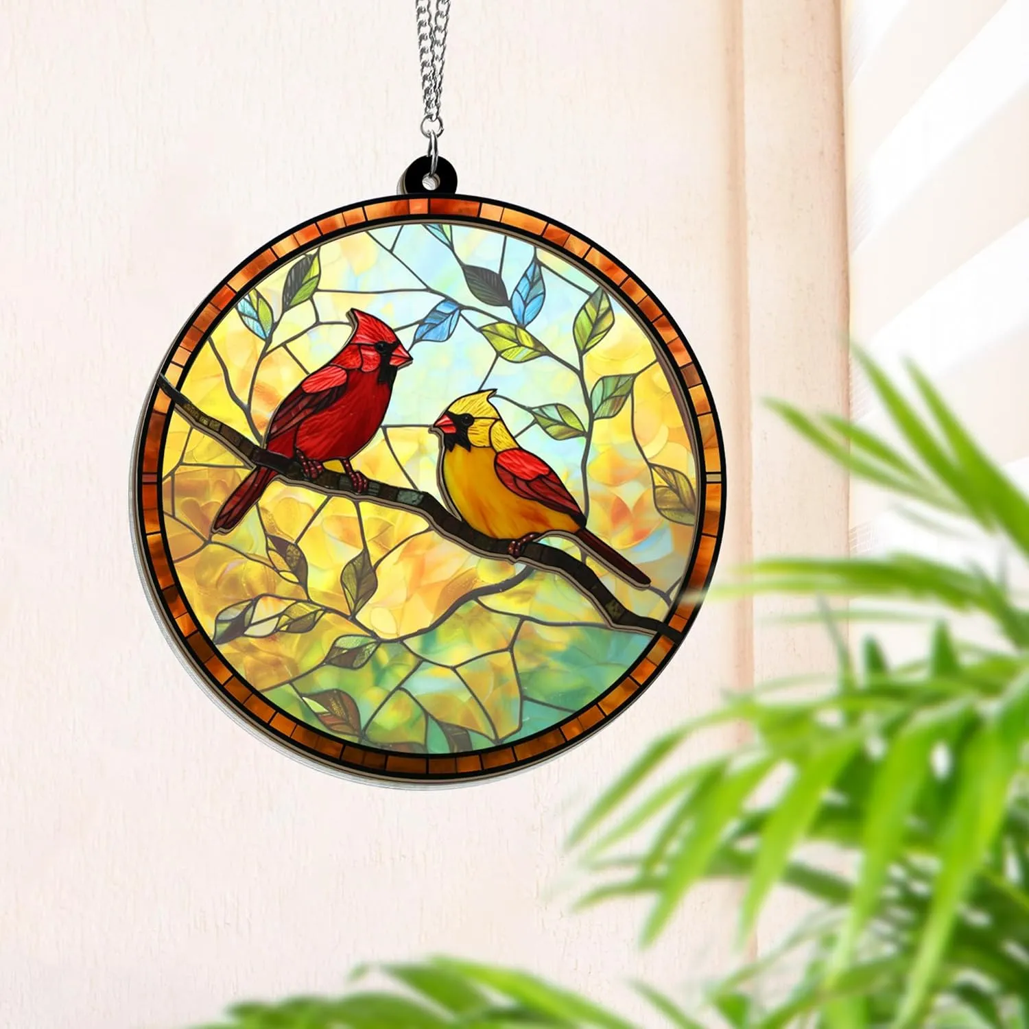 FLAGWIX Cardinal Gifts for Women, Men - Christmas Cardinal Suncatcher for Home Decor, Sympathy, Memorial Gifts, Bereavement Gift Ideas - Window Suncatcher Hanging Decorations