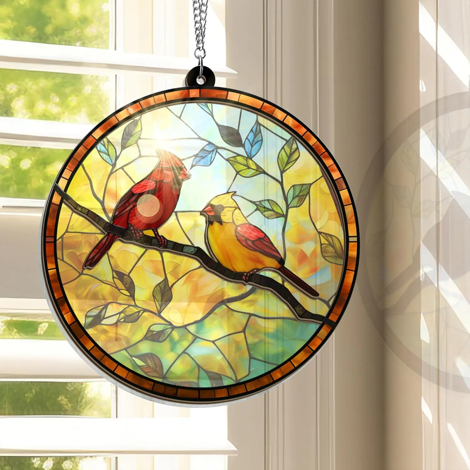 FLAGWIX Cardinal Gifts for Women, Men - Christmas Cardinal Suncatcher for Home Decor, Sympathy, Memorial Gifts, Bereavement Gift Ideas - Window Suncatcher Hanging Decorations