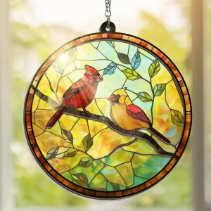 FLAGWIX Cardinal Gifts for Women, Men - Christmas Cardinal Suncatcher for Home Decor, Sympathy, Memorial Gifts, Bereavement Gift Ideas - Window Suncatcher Hanging Decorations