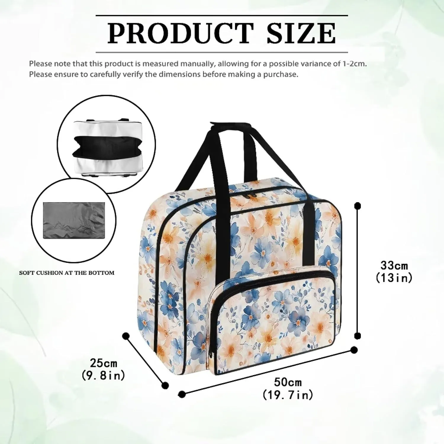 Flower Sewing Machine Carrying Case Portable Sewing Machine Handbag Large Capacity Sewing Machine Covers for Singer Brother Janome and Accessories Gift for Mom
