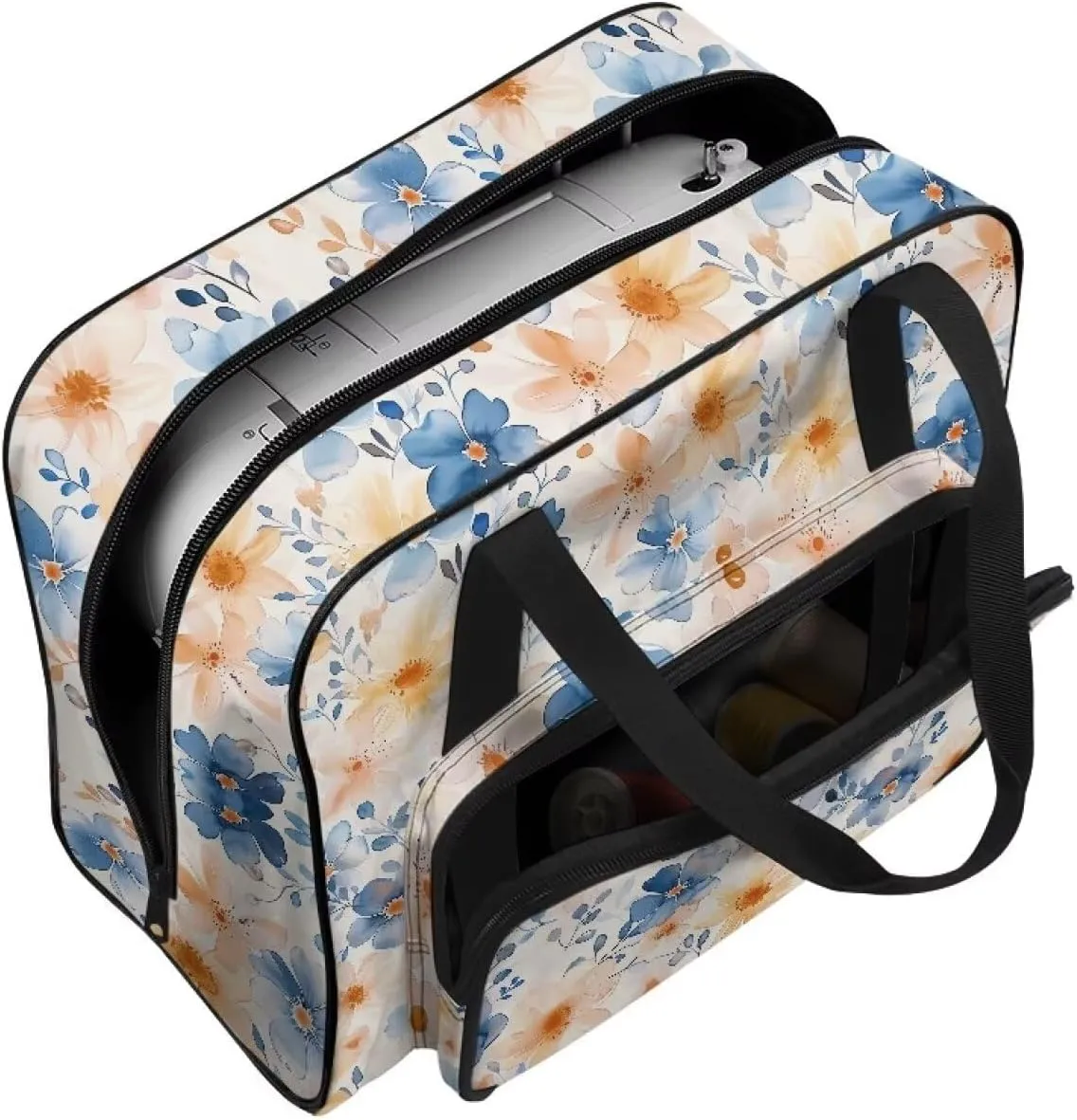 Flower Sewing Machine Carrying Case Portable Sewing Machine Handbag Large Capacity Sewing Machine Covers for Singer Brother Janome and Accessories Gift for Mom
