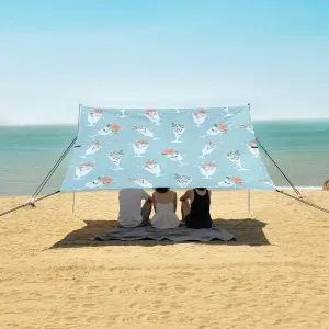 Flowers Wine Glass Beach Canopy Tent Anti-UV & Wind Resistant, Camping Sun Shelter Easy Setup Portable,Outdoor Shade Tents with Sandbags,Sand Shovels,Ground Pegs & Stability Poles