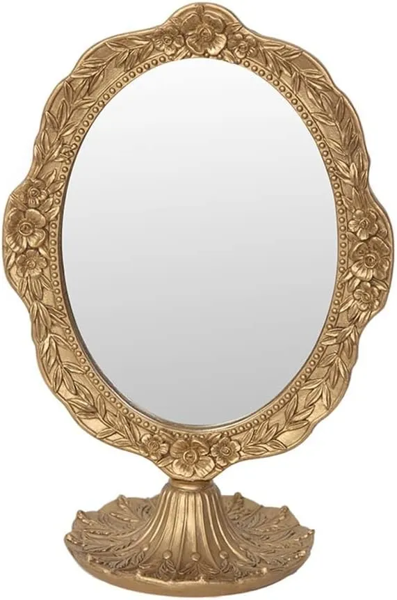 FMURY French Mirrors Makeup Mirrors, Desktop Without Light Bedroom Dressing Table Retro