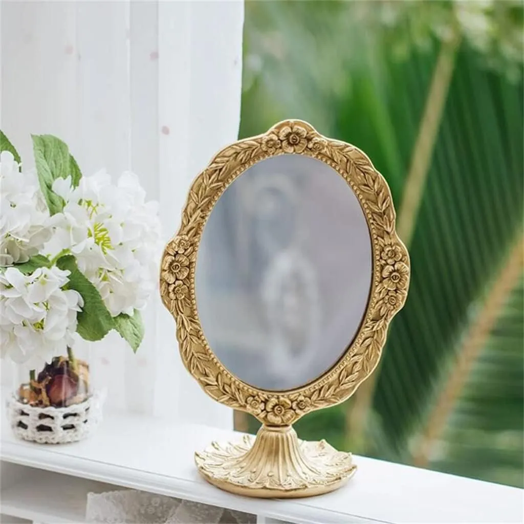 FMURY French Mirrors Makeup Mirrors, Desktop Without Light Bedroom Dressing Table Retro