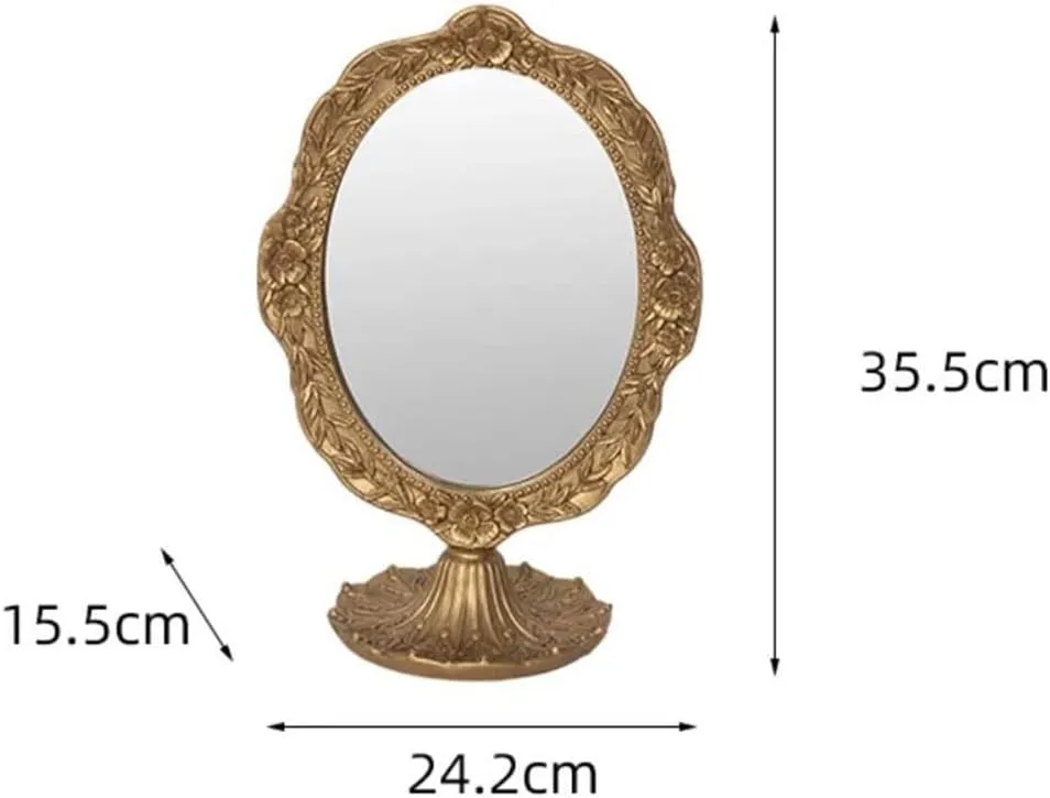 FMURY French Mirrors Makeup Mirrors, Desktop Without Light Bedroom Dressing Table Retro
