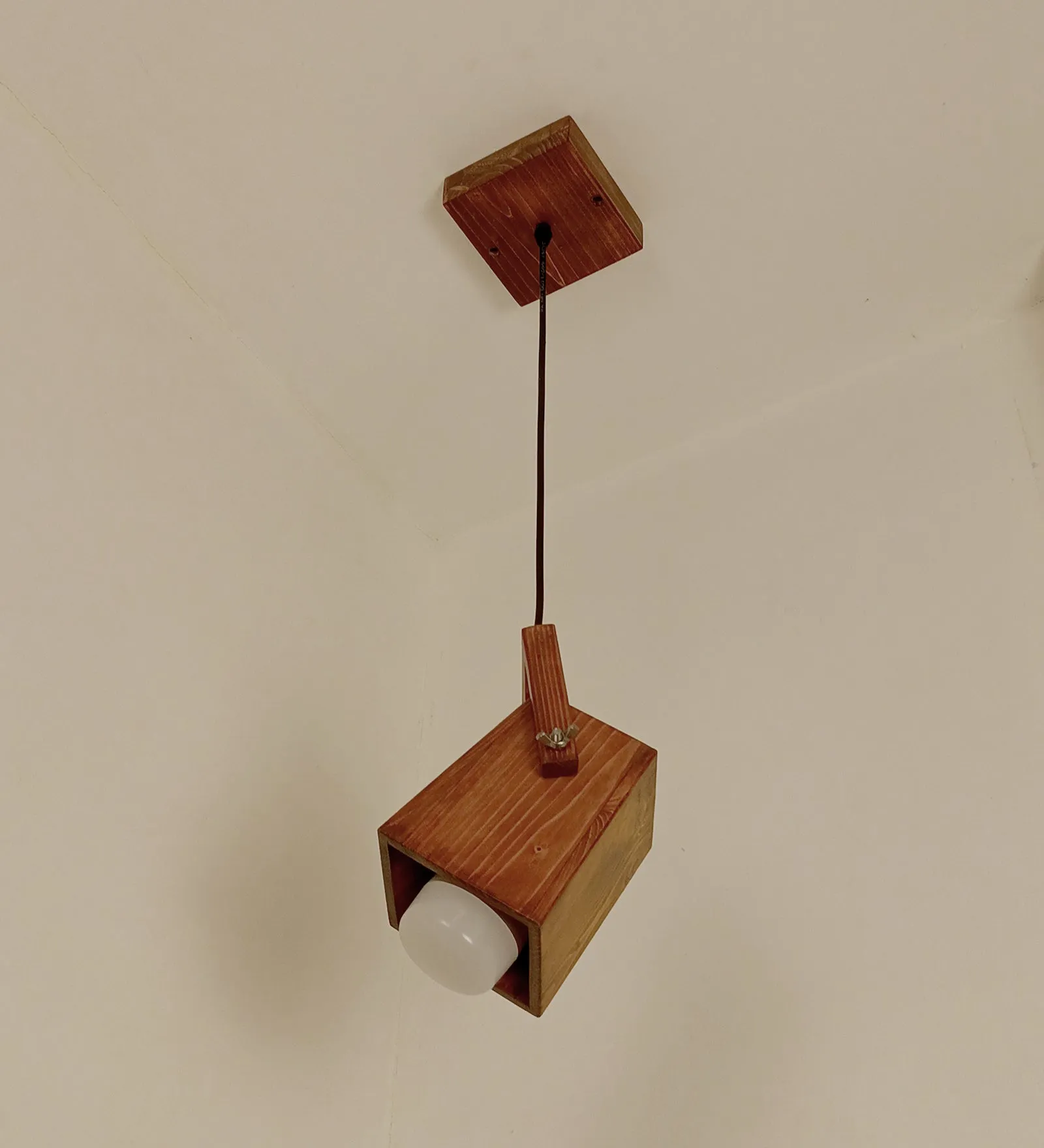 Focal Brown Wooden Single Hanging Lamp (BULB NOT INCLUDED)