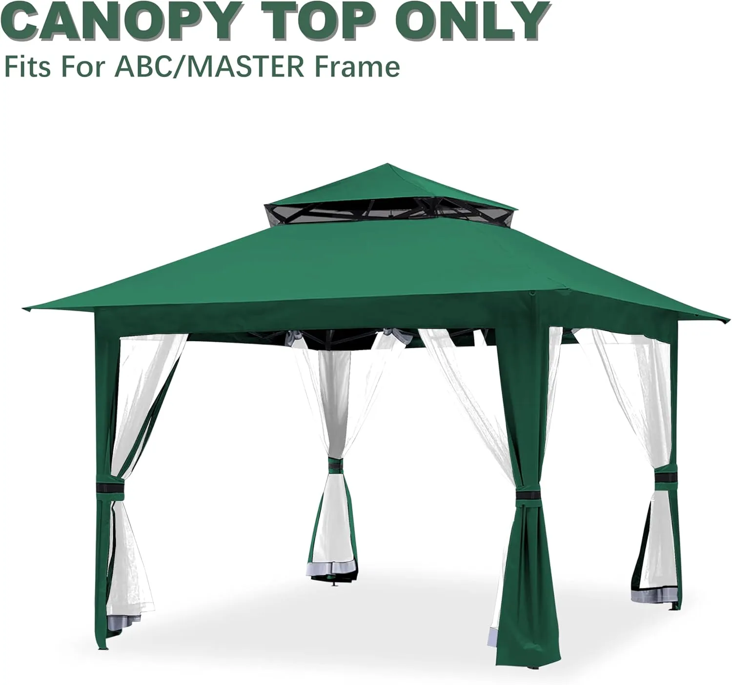 Forest Green Gazebo Cover Compatible with ABC, Master, B01N413ZYI,B0899HY4YW,B082H8N56R, B09JYL85ZX,B09J8MMG1G, B09J8MZCXD,B0899MN579, B07GBVJJCT, B0102CG464,B0899N3B4R Canopy Frame