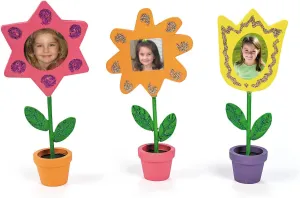 Fun Express 6 1/2" - 7" DIY Paintable Wood Flower Photo Holders - 12 Pieces - Great For Mother's Day, Spring, Easter, Classroom and At Home Crafts