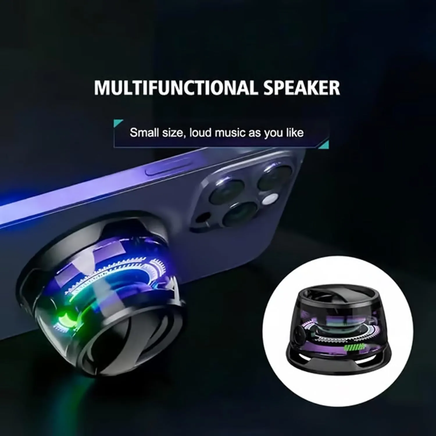 G200 Multifunctional magnetic Bluetooth speaker, Sonic Bright RGB Magnetic speaker, Mini Portable Cell Phone Stand Wireless Speakerith Multi-RGB Color Light and, for Metal Surface Room,Bike,Car(Set 2)
