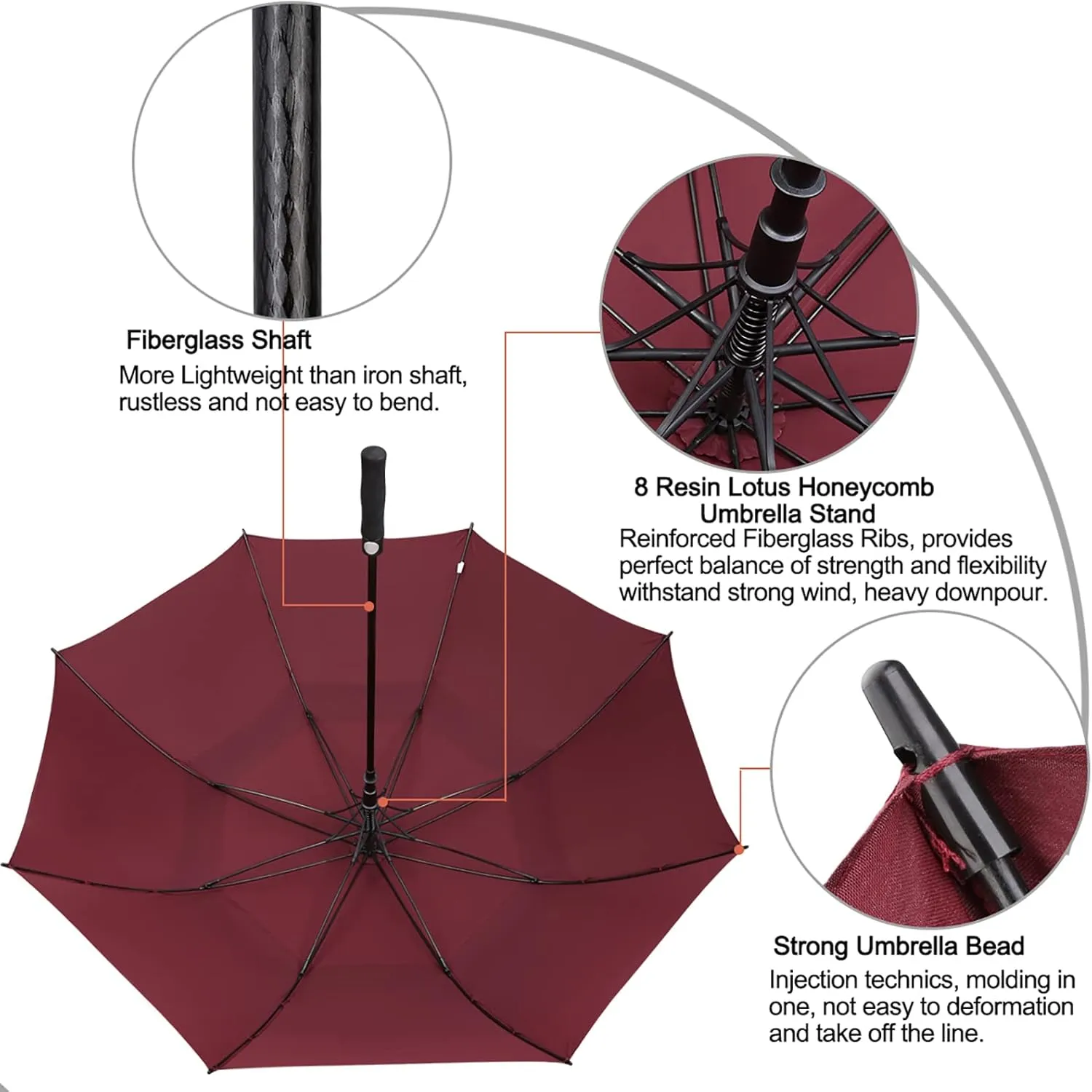 G4Free 47/54/62/68 Inch Automatic Open Golf Umbrella Oversize Extra Large Double Canopy Vented Windproof Waterproof Stick Umbrellas
