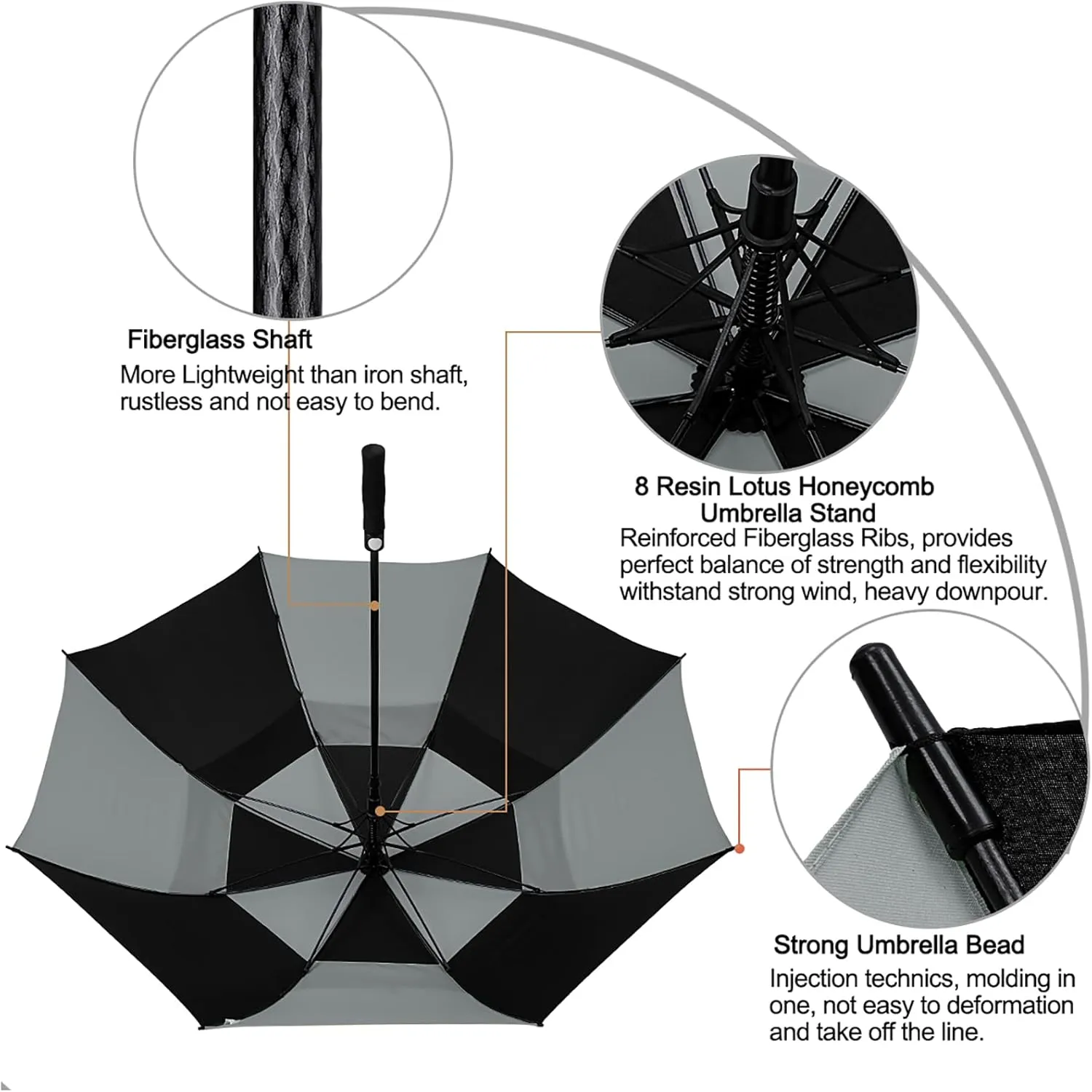 G4Free 47/54/62/68 Inch Automatic Open Golf Umbrella Oversize Extra Large Double Canopy Vented Windproof Waterproof Stick Umbrellas