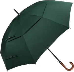 G4Free 52/62inch Wooden J Handle Golf Umbrella Windproof UV Protection Classic Stick Wedding Cane Umbrellas, Auto Open Cane Hook Handle