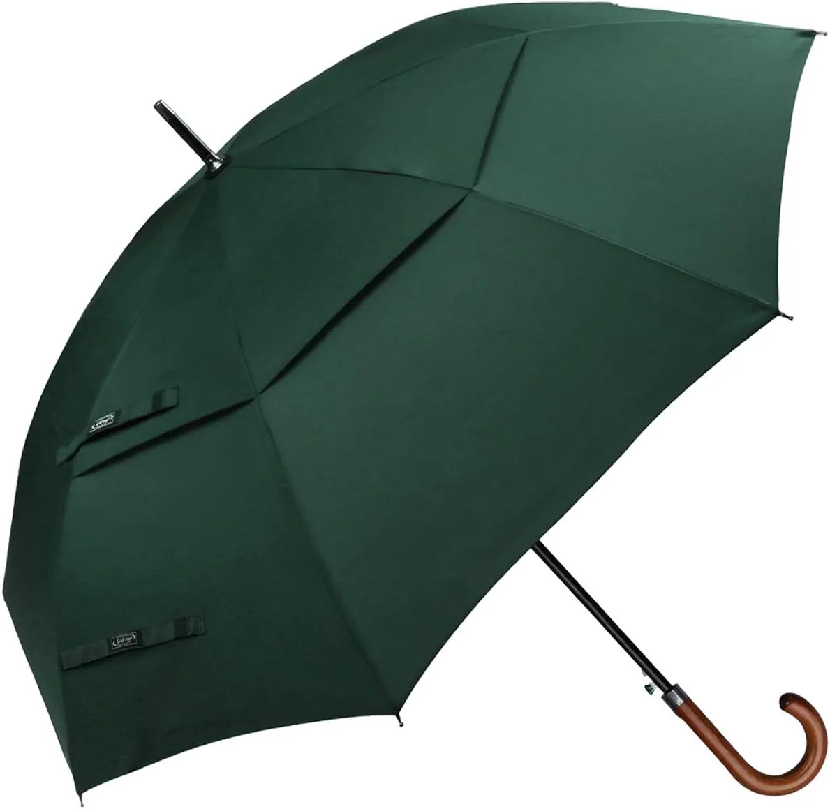 G4Free 52/62inch Wooden J Handle Golf Umbrella Windproof UV Protection Classic Stick Wedding Cane Umbrellas, Auto Open Cane Hook Handle