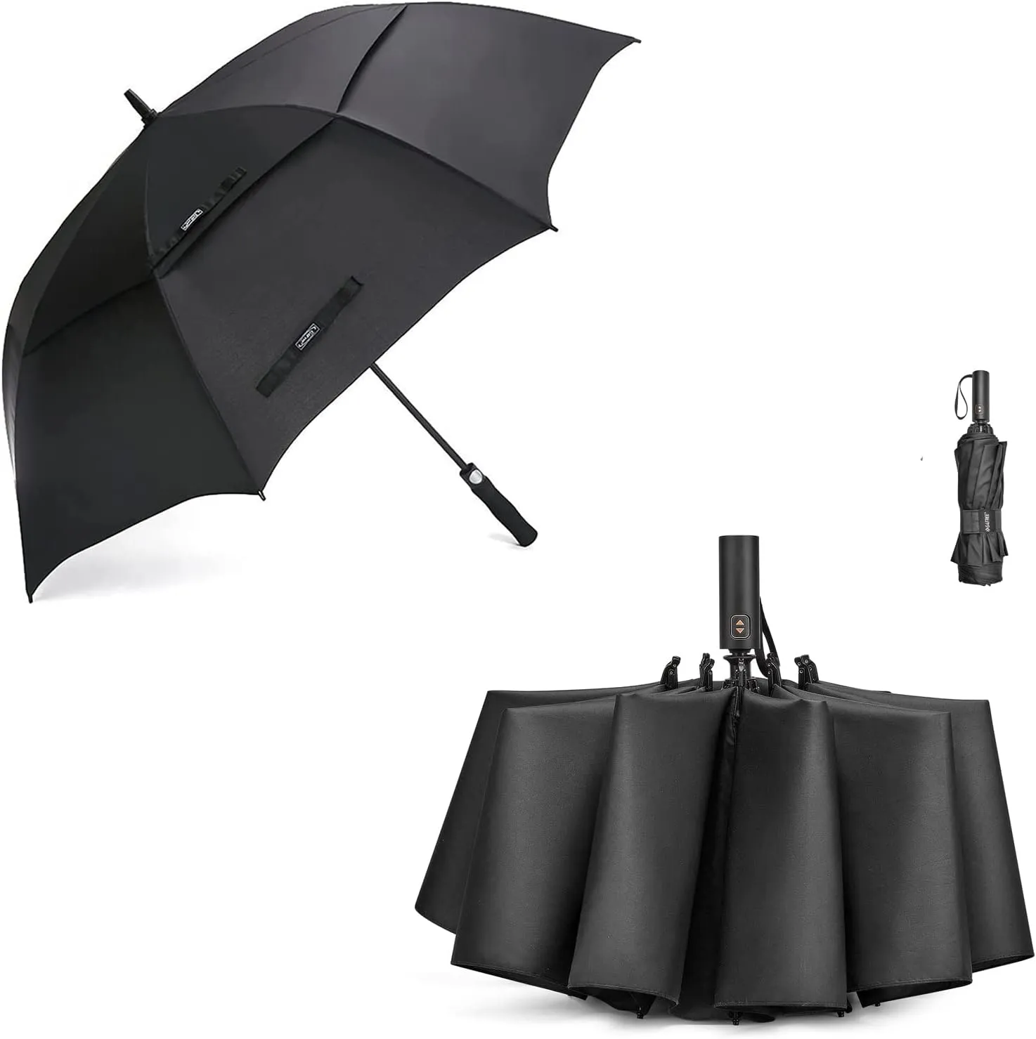 G4Free 62 Inch Golf Umbrella & Folding Golf Size Umbrella Extra Large Double Canopy Vented Windproof Oversize Umbrella for Rain
