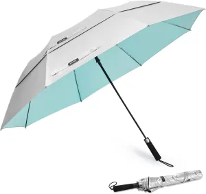 G4Free 62 Inch Portable UV Protection Large Golf Umbrella, Automatic Open Double Canopy Big Sun Windproof Oversize Sports Umbrella