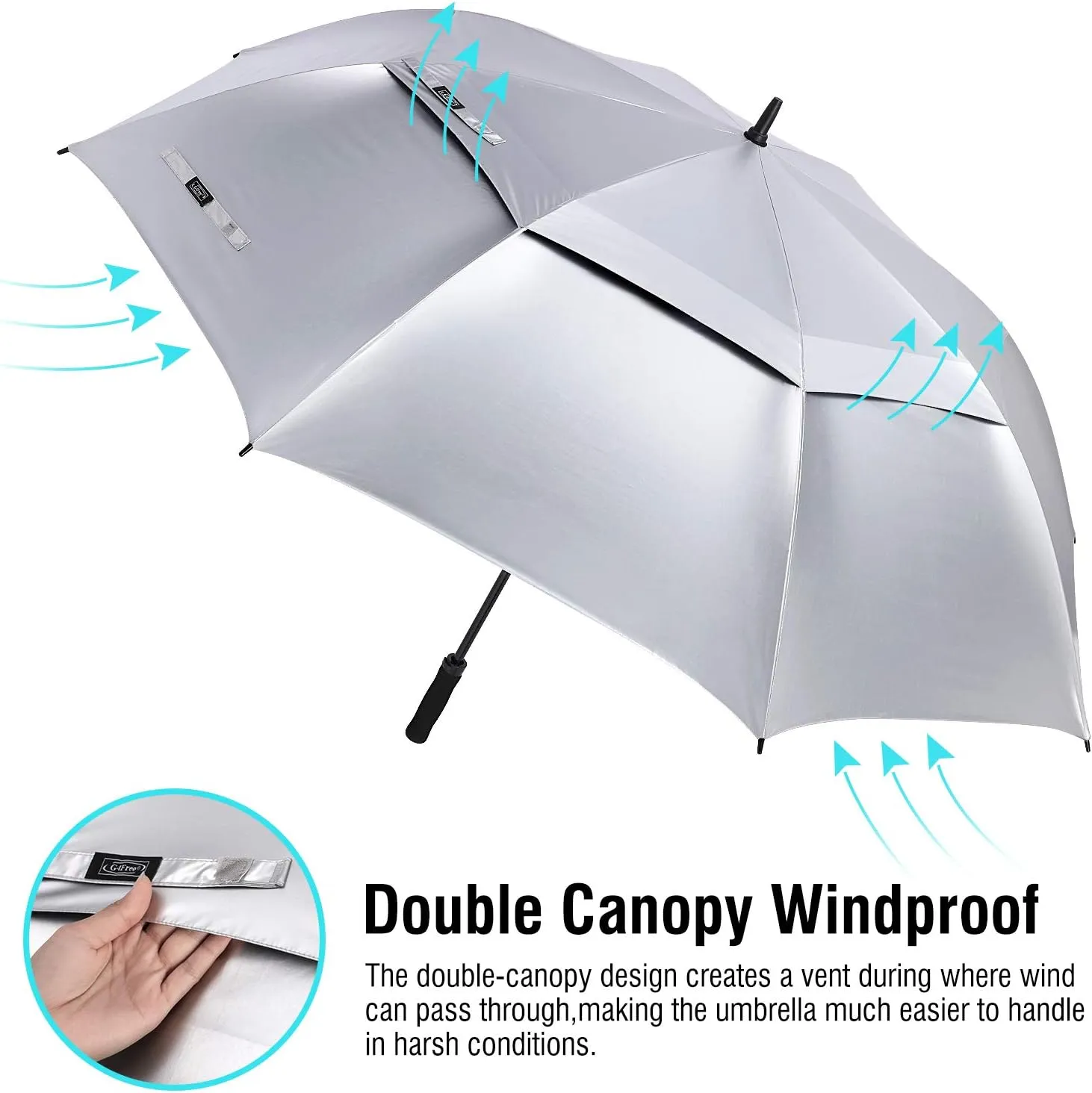 G4Free 72 Inch Huge Golf Umbrella UV Protection Auto Open Windproof Umbrella Oversized Extra Large Vented Double Canopy for Family