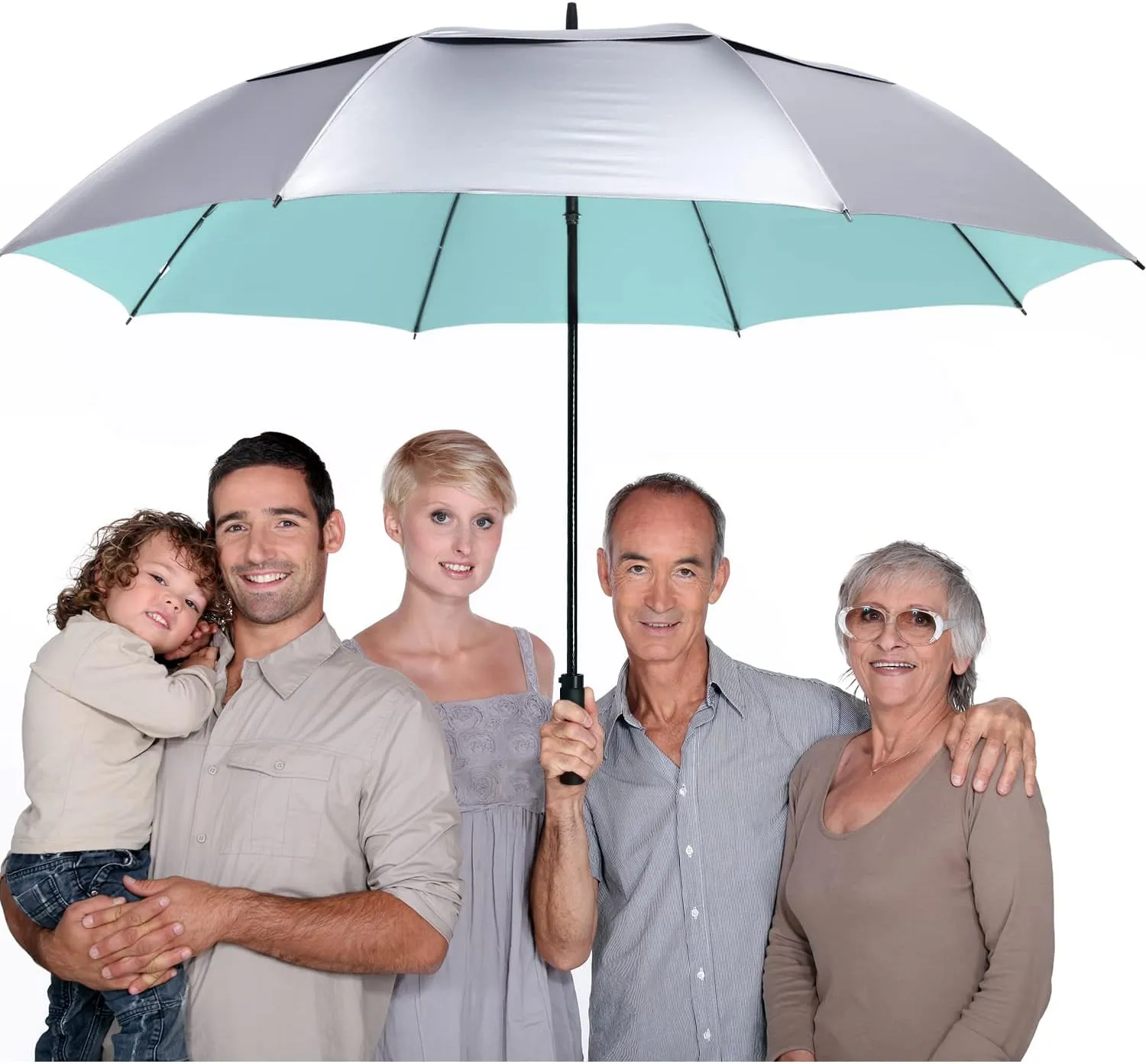 G4Free 72 Inch Huge Golf Umbrella UV Protection Auto Open Windproof Umbrella Oversized Extra Large Vented Double Canopy for Family