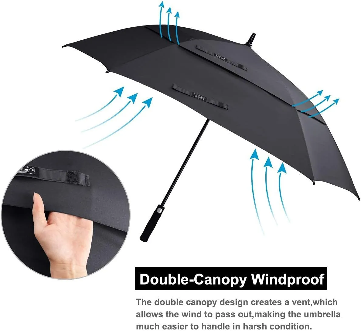 G4Free Extra Large Golf Umbrella 62/68 inch Square Vented Windproof Auto Open Double Canopy Oversized Stick Umbrella