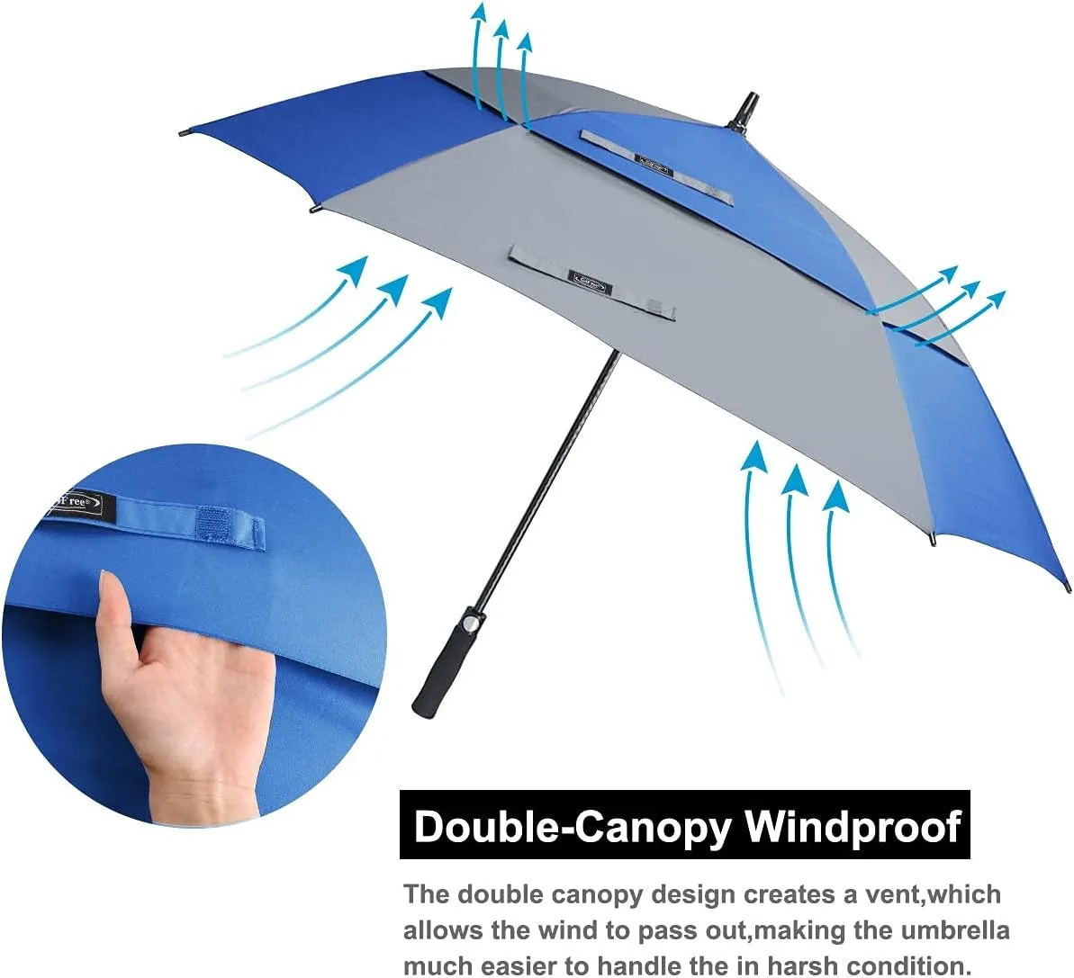 G4Free Extra Large Golf Umbrella 62/68 inch Square Vented Windproof Auto Open Double Canopy Oversized Stick Umbrella