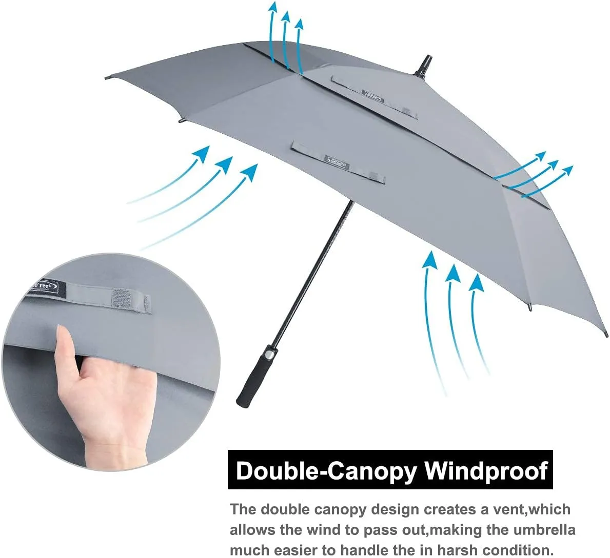 G4Free Extra Large Golf Umbrella 62/68 inch Square Vented Windproof Auto Open Double Canopy Oversized Stick Umbrella