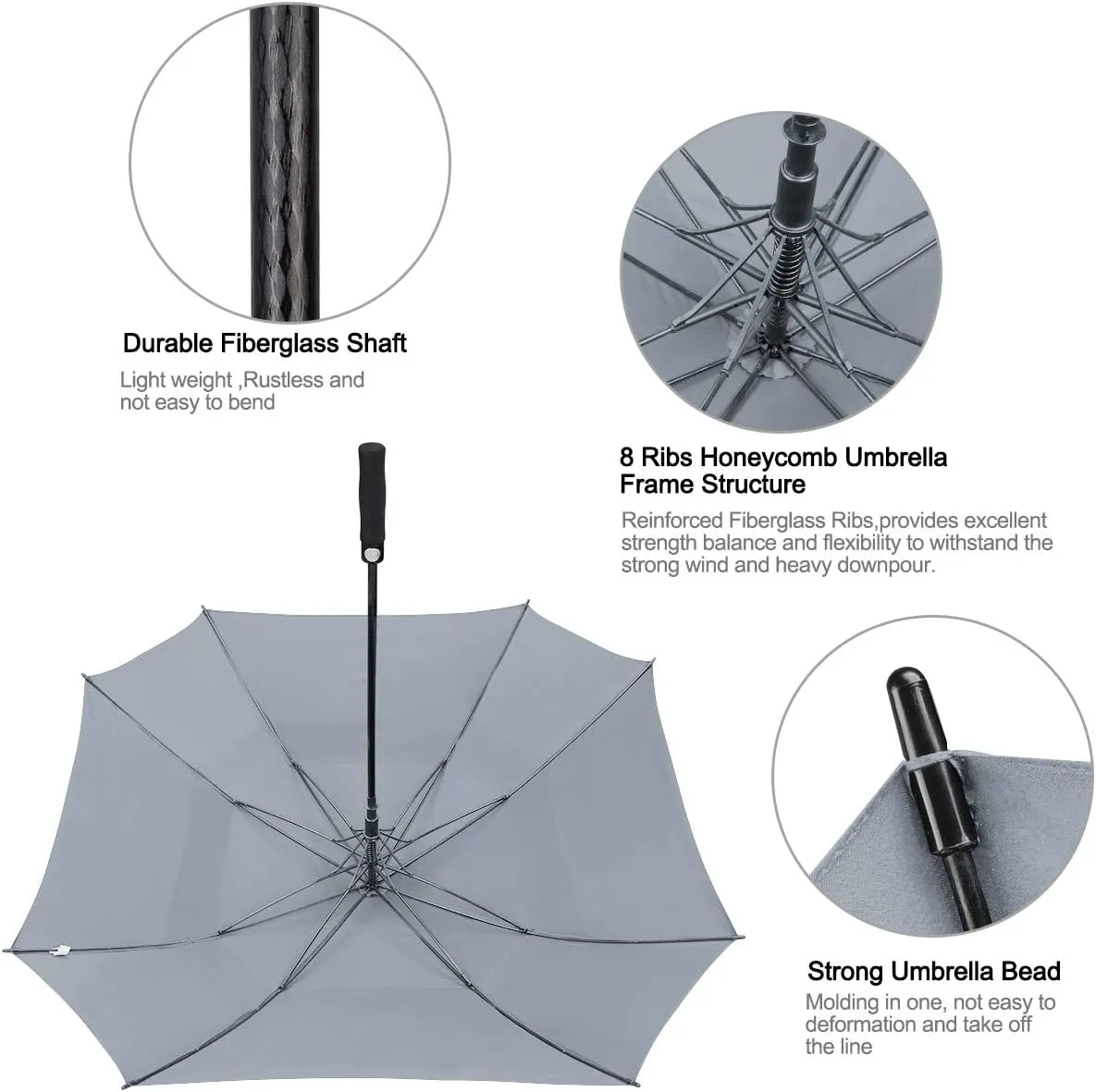 G4Free Extra Large Golf Umbrella 62/68 inch Square Vented Windproof Auto Open Double Canopy Oversized Stick Umbrella