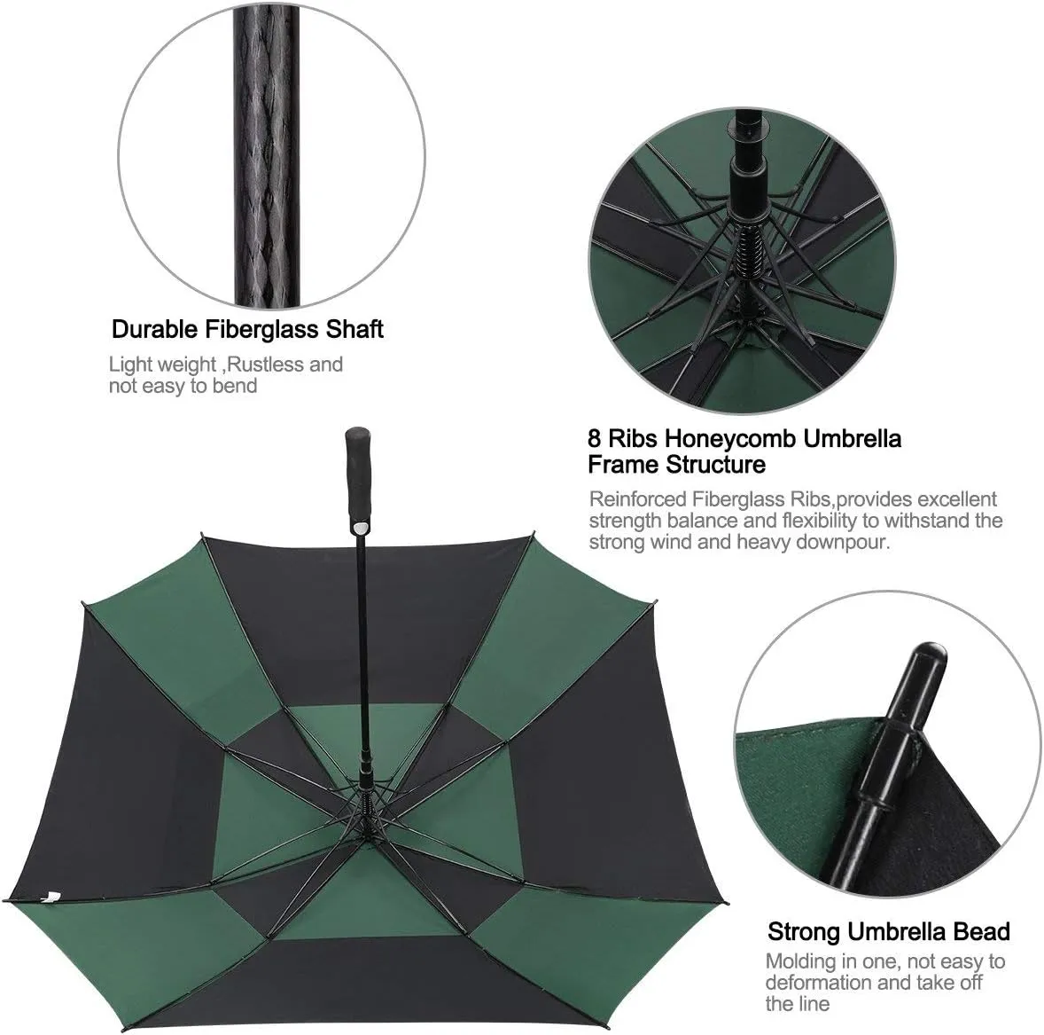 G4Free Extra Large Golf Umbrella 62/68 inch Square Vented Windproof Auto Open Double Canopy Oversized Stick Umbrella