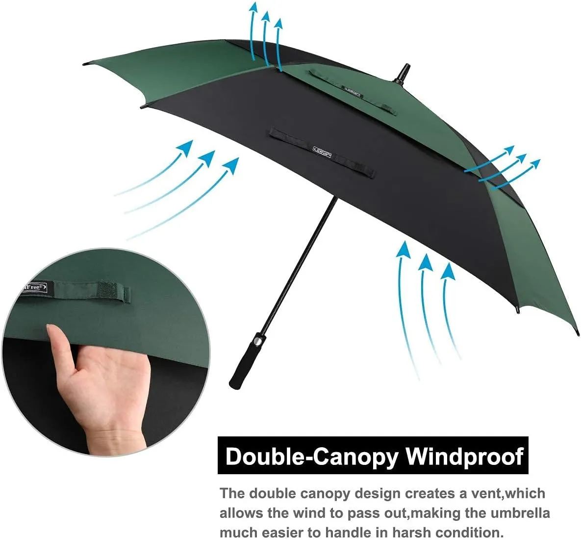 G4Free Extra Large Golf Umbrella 62/68 inch Square Vented Windproof Auto Open Double Canopy Oversized Stick Umbrella