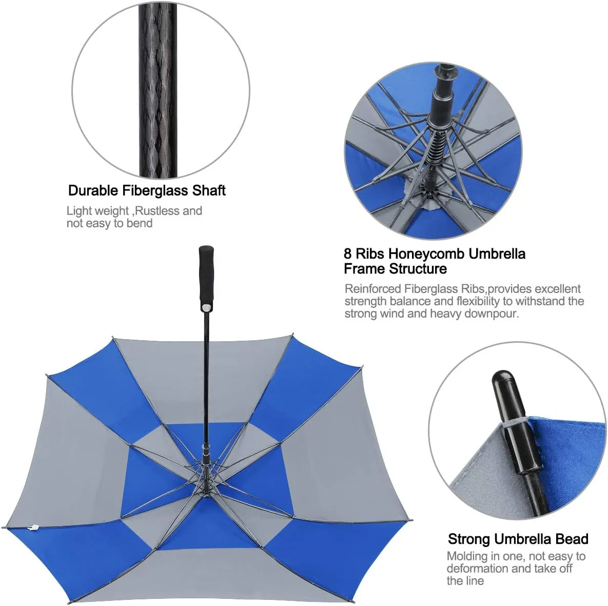 G4Free Extra Large Golf Umbrella 62/68 inch Square Vented Windproof Auto Open Double Canopy Oversized Stick Umbrella