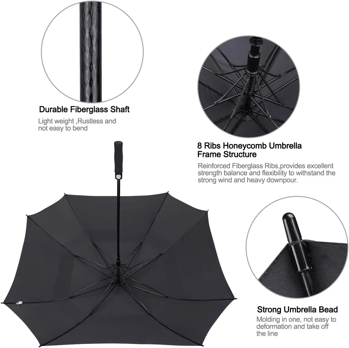 G4Free Extra Large Golf Umbrella 62/68 inch Square Vented Windproof Auto Open Double Canopy Oversized Stick Umbrella