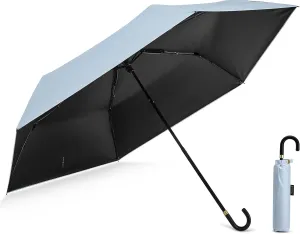 G4Free Mini Travel Umbrella UPF 50  Ultralight Slim UV Protection Parasol, Windproof Compact Umbrella for Sun & Rain, Portable with J Hook Curved Handle Japanese Style for Women