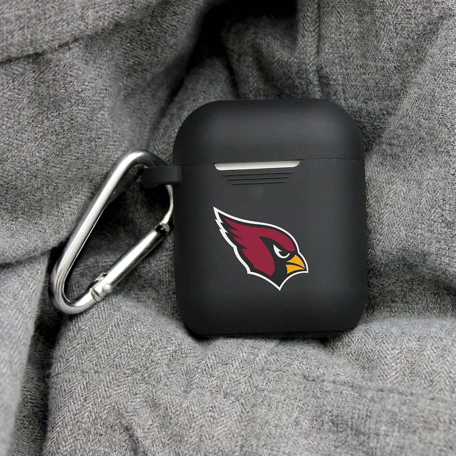 Game Time Arizona Cardinals Silicone Watch Band and Case Cover Combo Package Compatible with Apple Watch and AirPods Battery Case (38/40/41mm Black/Black)