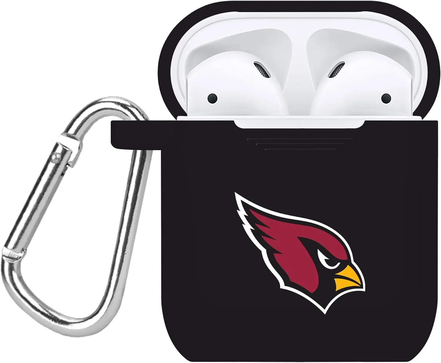 Game Time Arizona Cardinals Silicone Watch Band and Case Cover Combo Package Compatible with Apple Watch and AirPods Battery Case (38/40/41mm Black/Black)