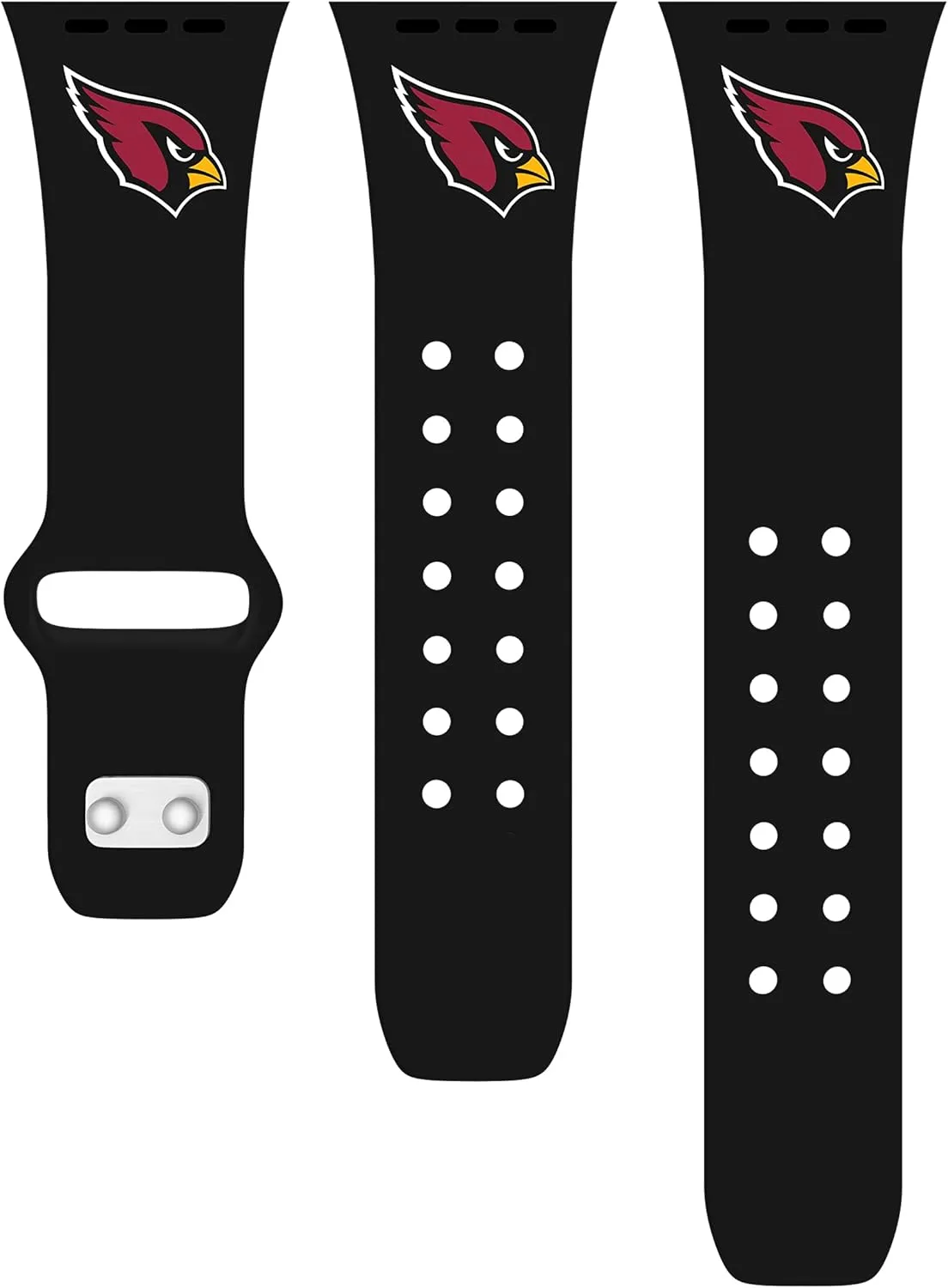 Game Time Arizona Cardinals Silicone Watch Band and Case Cover Combo Package Compatible with Apple Watch and AirPods Battery Case (38/40/41mm Black/Black)