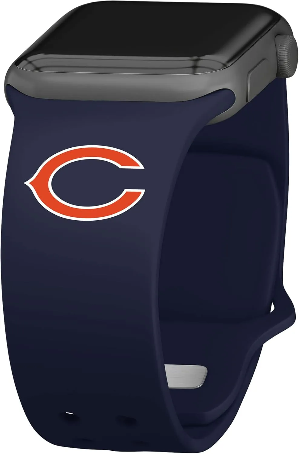 Game Time Chicago Bears Silicone Watch Band and Case Cover Combo Package Compatible with Apple Watch and AirPods Battery Case (42/44/45mm Navy/Navy)