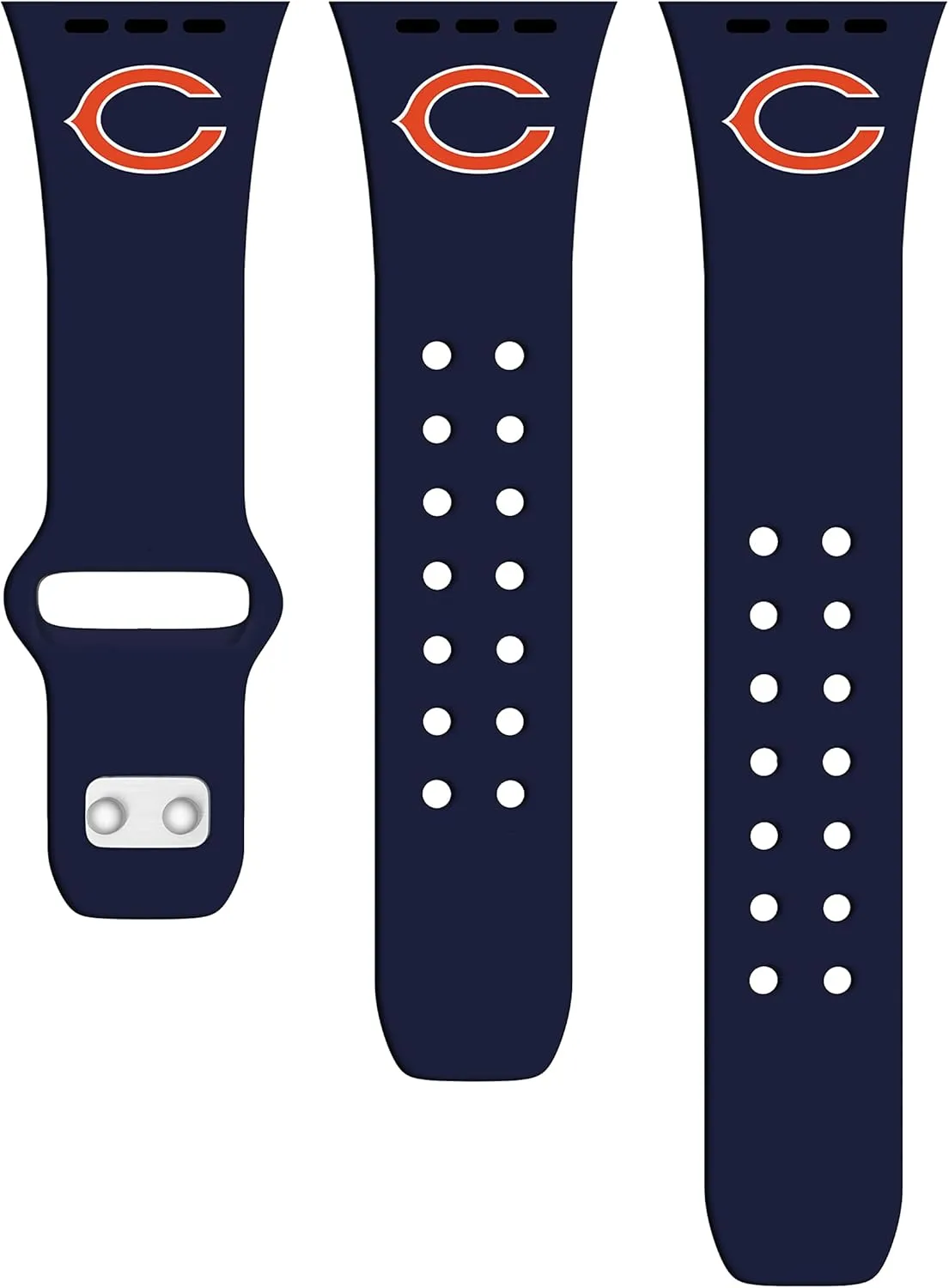Game Time Chicago Bears Silicone Watch Band and Case Cover Combo Package Compatible with Apple Watch and AirPods Battery Case (42/44/45mm Navy/Navy)